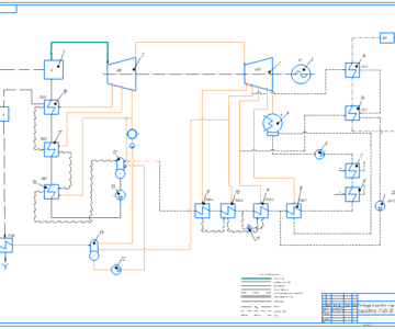 Чертеж Проект тепловой схемы энергоблока ТЭС электрической мощностью 80 МВт