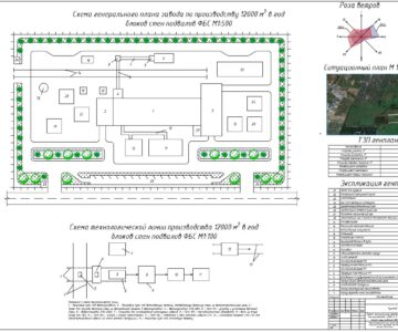 Чертеж Технологическая линия производства 12000 м3 в год блоков стен подвалов ФБС и генплан