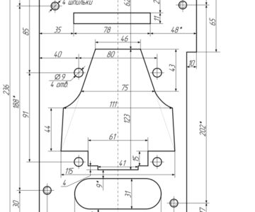 Чертеж Переходная пластина под ЭУР Приора на Ваз 2108-2110-2115