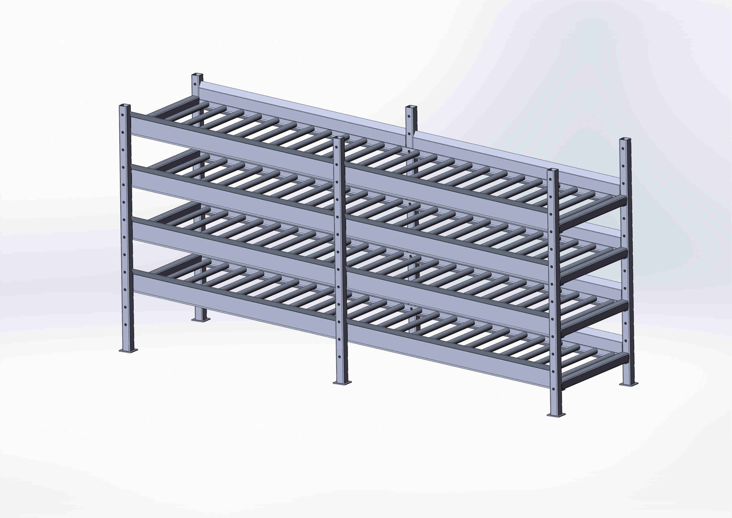 3D модель Стеллаж-накопитель роликовый универсальный производственный