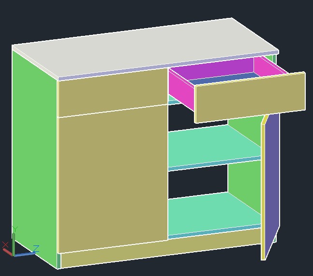 3D модель Тумба с ящиками и створками