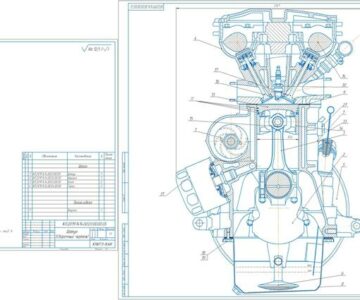 Чертеж Проектирование искрового двигателя