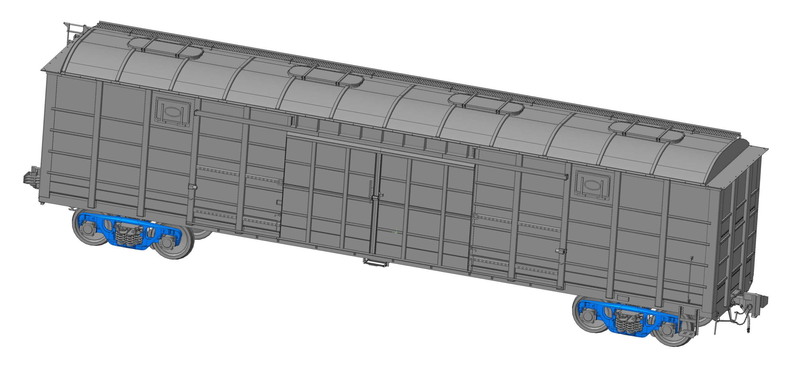 3D модель Вагон крытый цельнометаллический с уширенными дверными проемами. Модель 11-9980