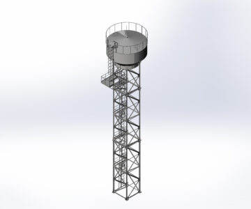 3D модель Водонапорная башня V=95м3, Н=25м.