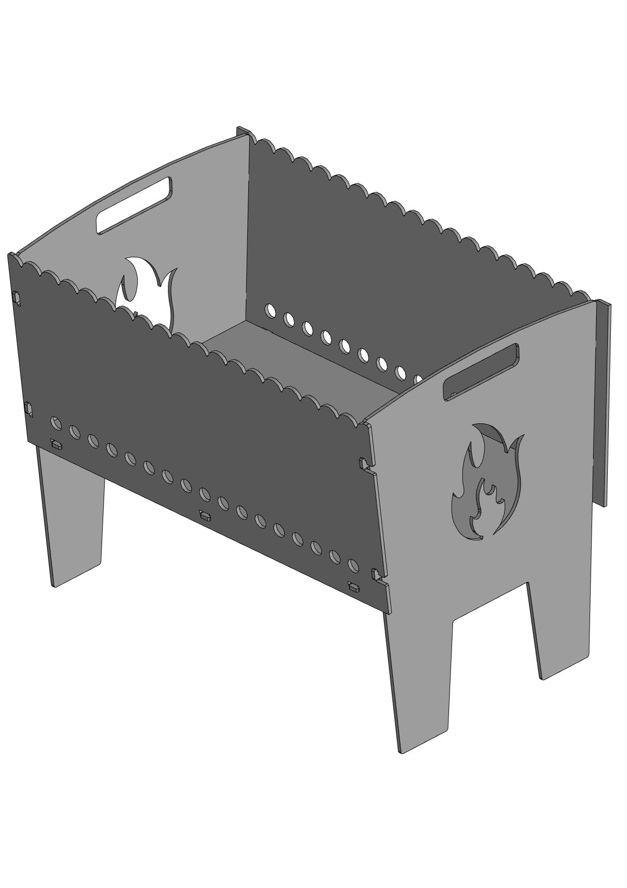 3D модель Мангал разборный и раскрой на плазму