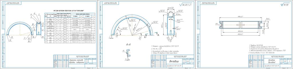 Чертеж Анализ вариантов методов обработки поверхностей и методов изготовления детали "Вкладыш"