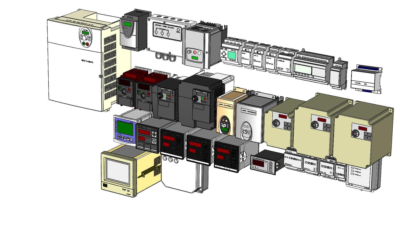 3D модель Набор приборов контроля и регулирования для шкафов и пультов управления