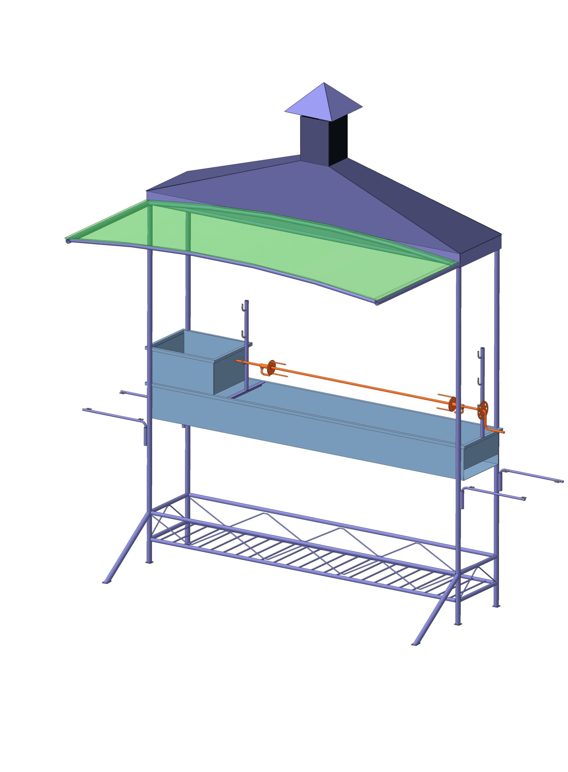 3D модель Мангал с козырьком и вертелом