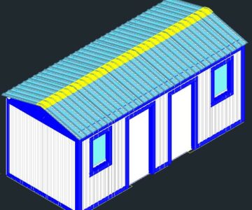 3D модель 3D вагончика-бытовки из сварного каркаса размерами 5800х2400