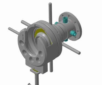 3D модель Универсальный механизм зажима фланцевой трубопроводной арматуры с рабочим проходом до 100 мм