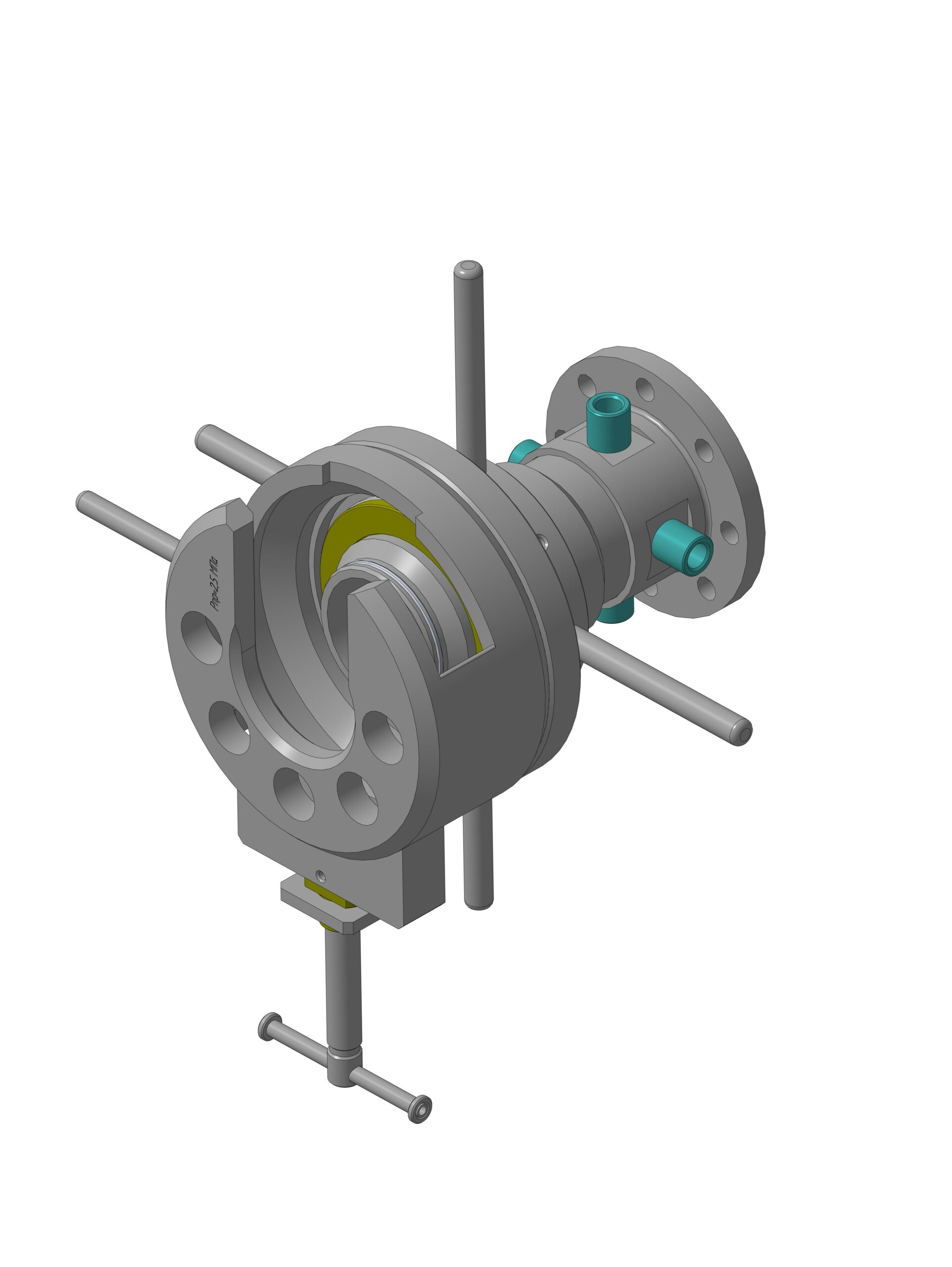 3D модель Универсальный механизм зажима фланцевой трубопроводной арматуры с рабочим проходом до 100 мм