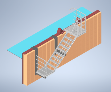 3D модель 3D Модель  трапа и установка его на борт судно