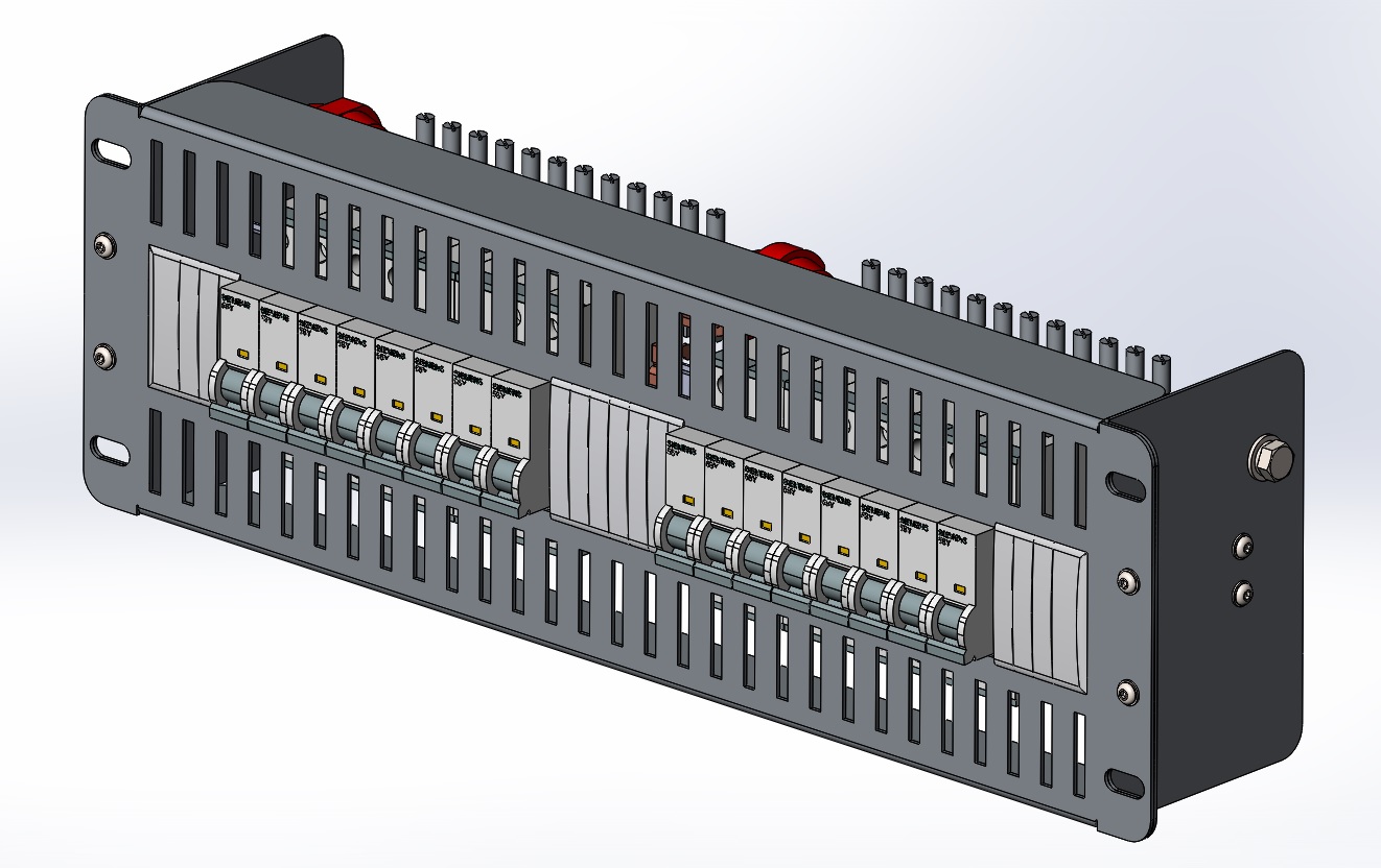 3D модель Панель распределительная 3U 19" 24мод, до 250А
