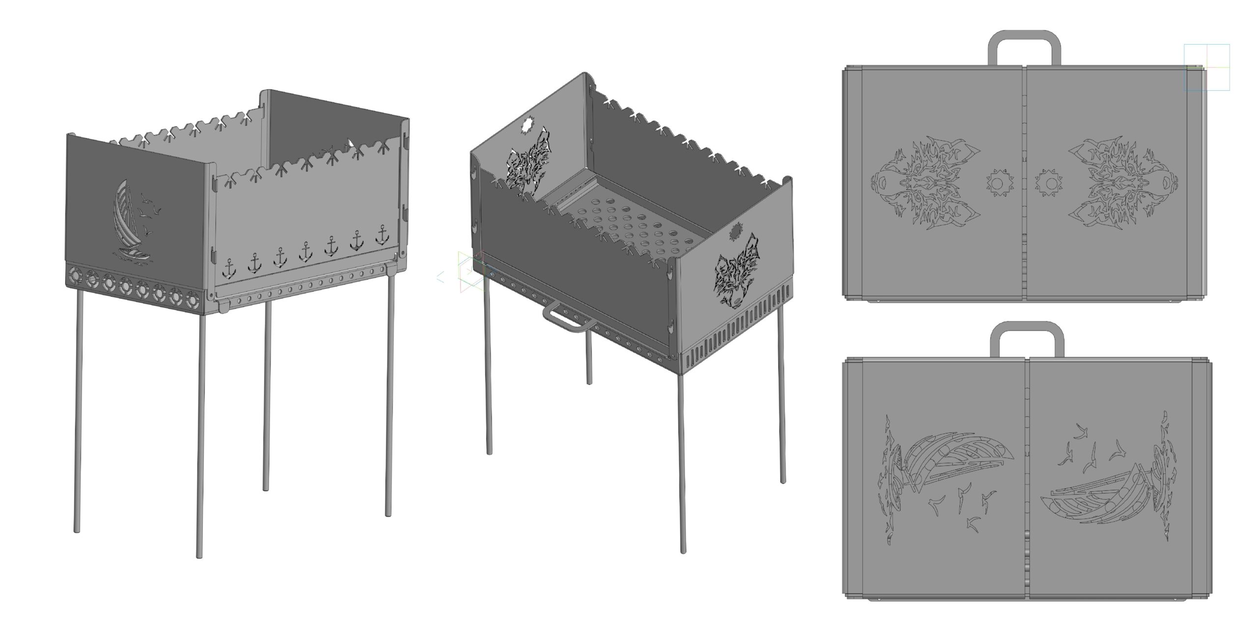 3D модель Мангал-чемодан 3 варианта