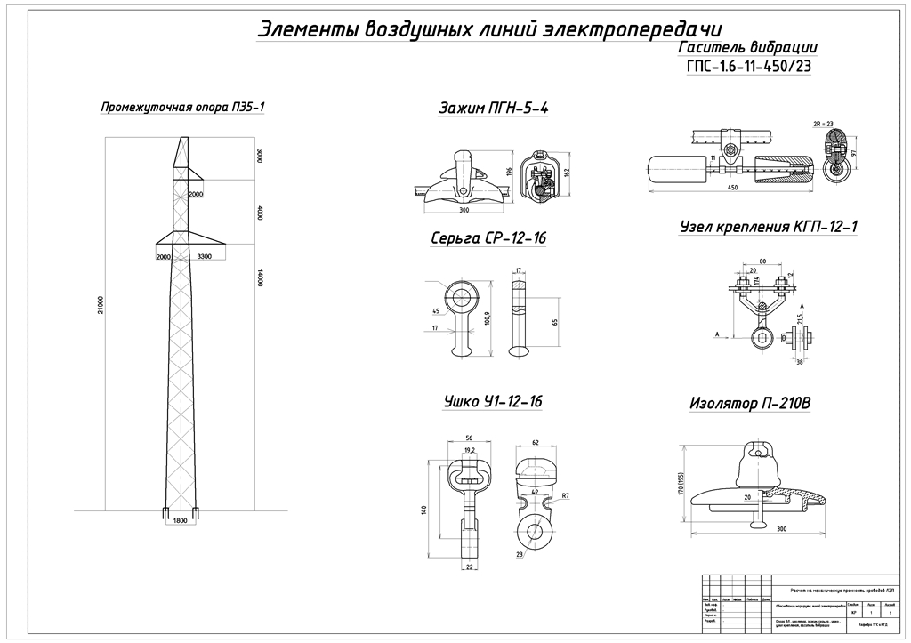 Чертеж Расчет на механическую прочность проводов линий электропередач