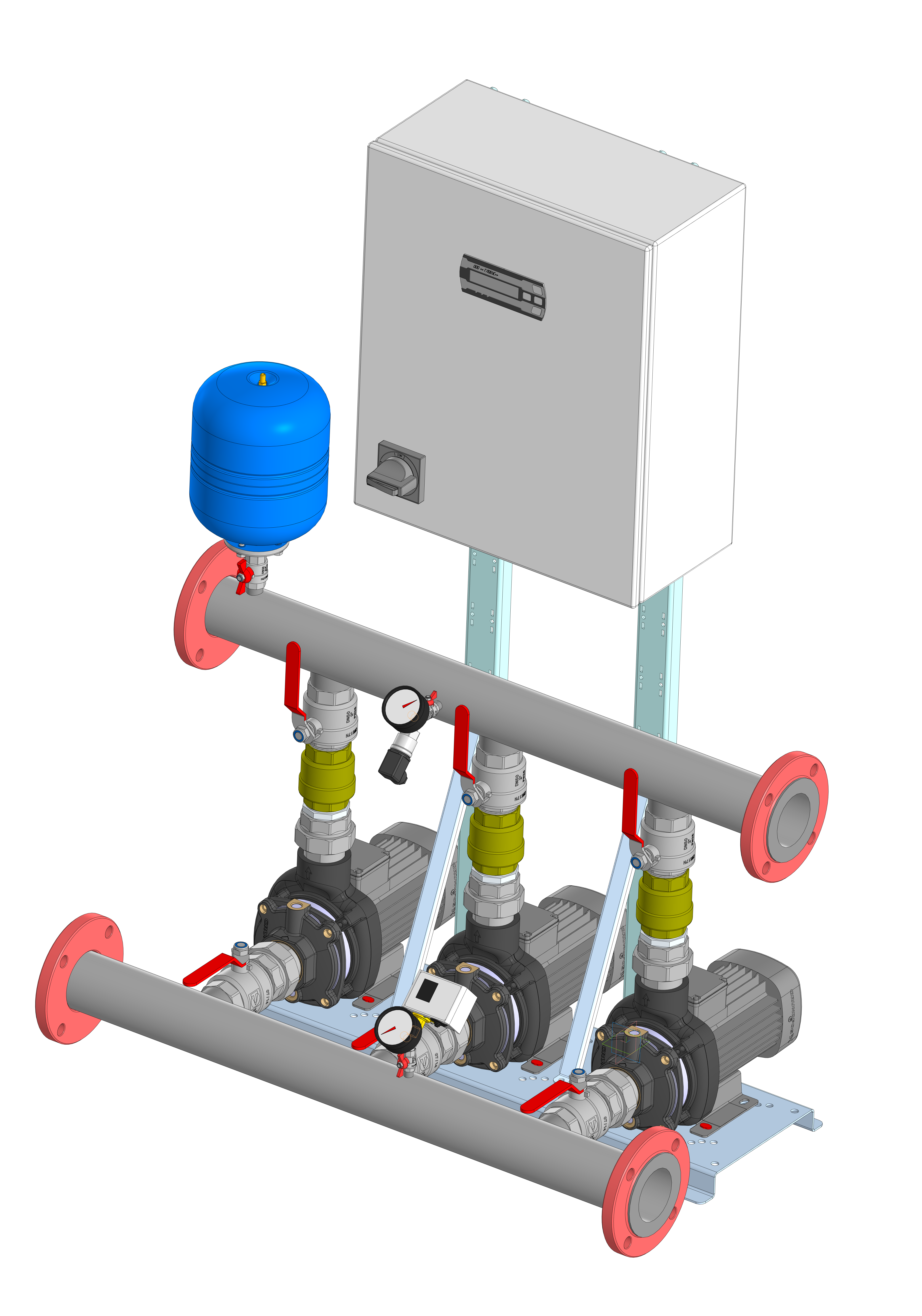 3D модель Насосная установка водоснабжения, повышения давления. Насосы GRUNDFOS CM15-1