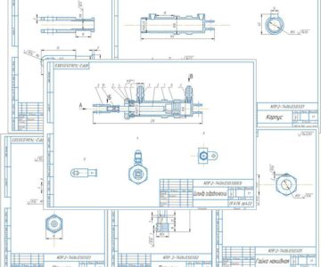 Чертеж Сборочный чертеж цилиндра гидравлического, деталировка и спецификация