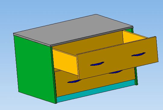 3D модель Тумба 2 ящика