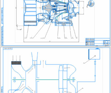 Чертеж Расчет турбокомпрессора для наддува судового ДВС, прототип TPL 77-B11
