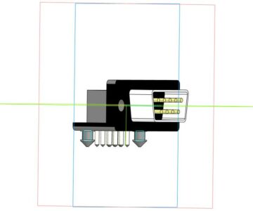 3D модель Вилка 9 pin DRB- 9MA (DBR-9M) (DS1037-9M), на плату 7.2мм