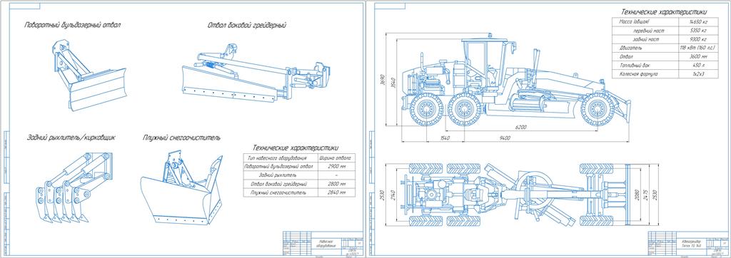 Чертеж Автогрейдер Terex TG 140