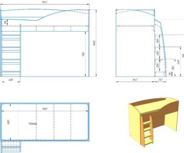 3D модель Кровать детская на базе двухъярусной