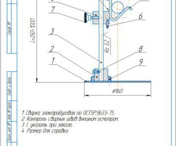 Чертеж Подставка l=250-1000