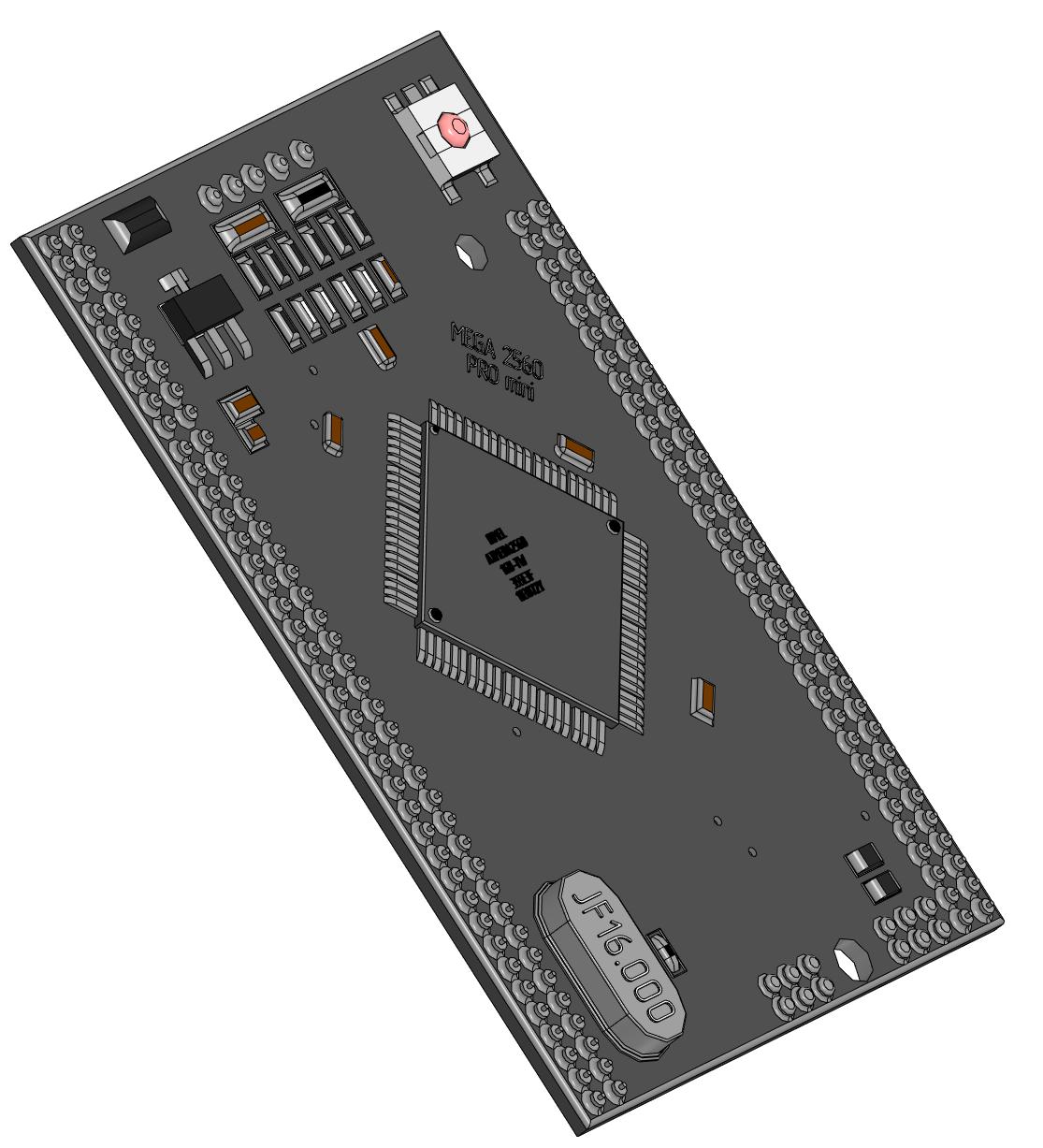 3D модель Плата Arduino MEGA 2560 PRO, ATMEGA2560-16AU, MicroUsb CH340G