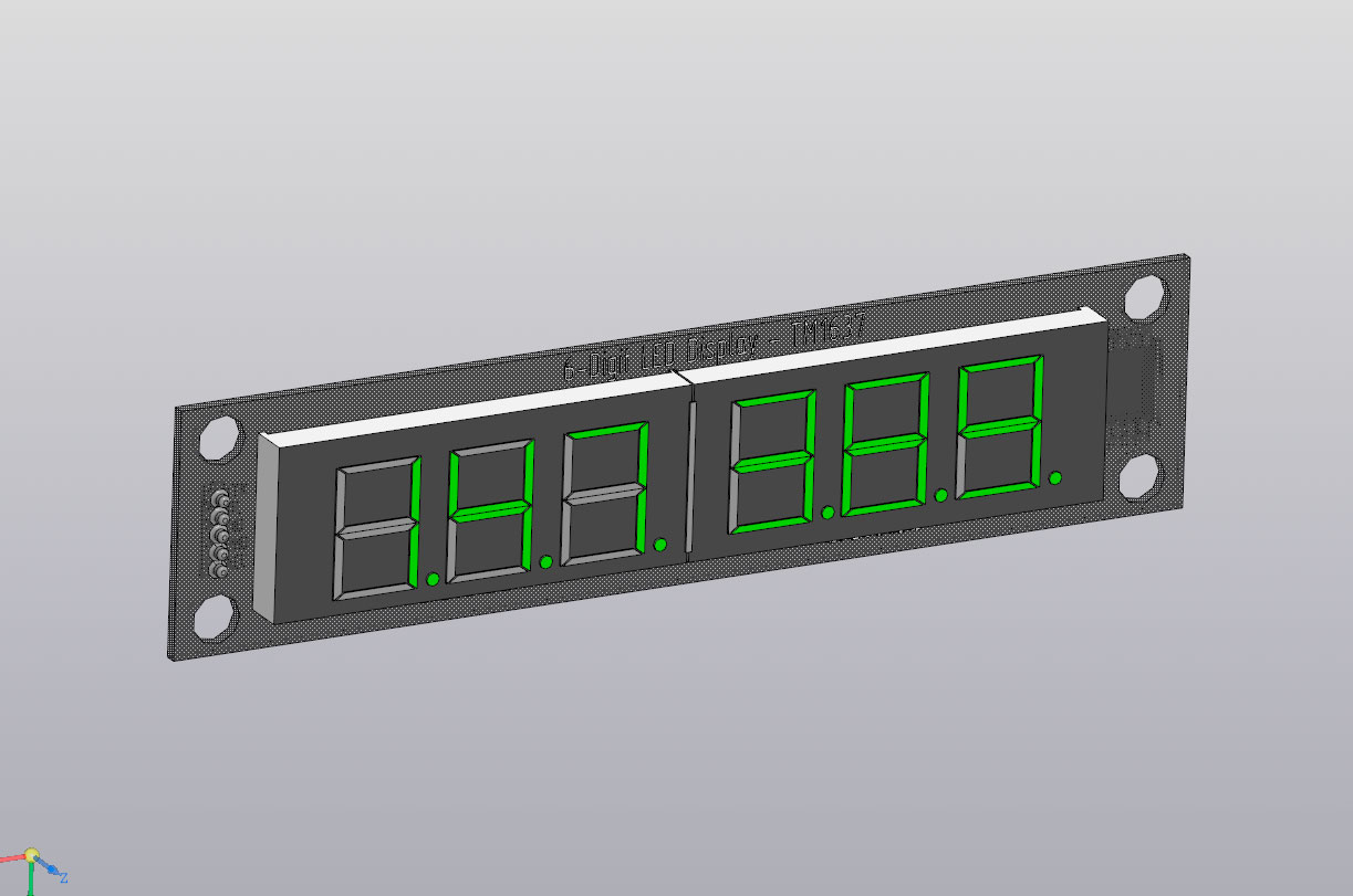 3D модель плата 6-Digit LED Display Tube, 7-segments, TM1637