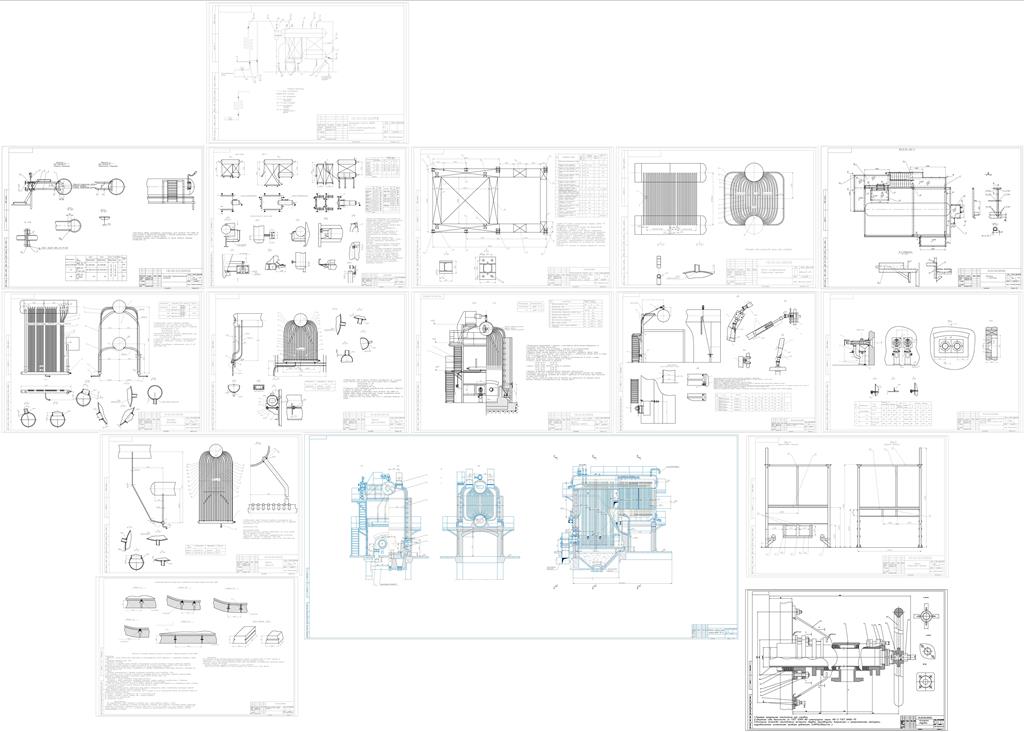 Чертеж Набор чертежей на котел ДКВР 10-13