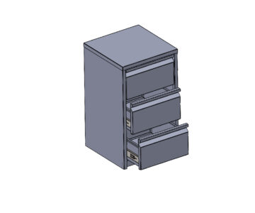 3D модель Тумбочка металлическая с выдвижными ящиками