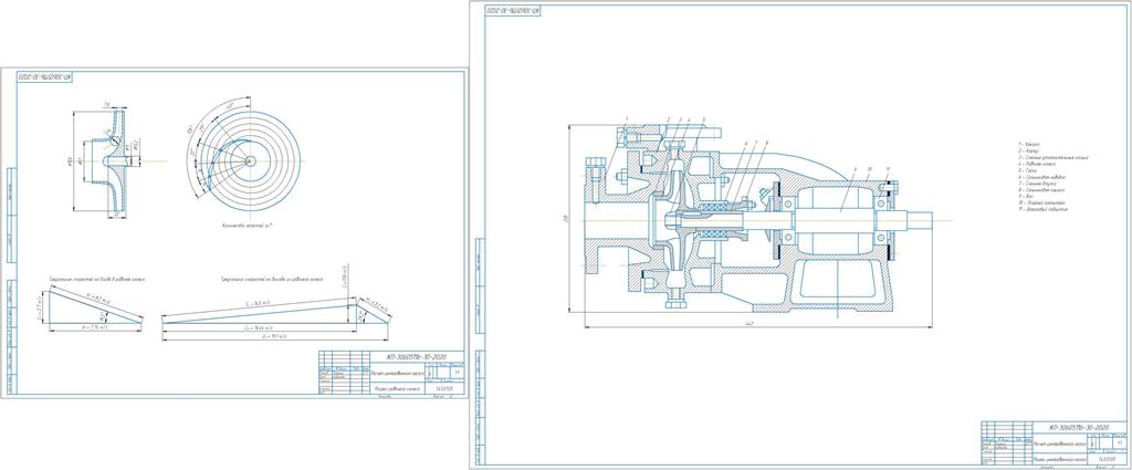 Чертеж Расчет консольного центробежного насоса (тип К)