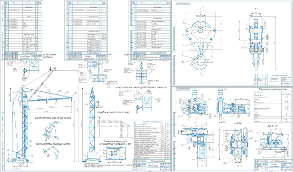 Чертеж Расчет и проектирование башенного крана максимальной грузоподъемностью 10 т