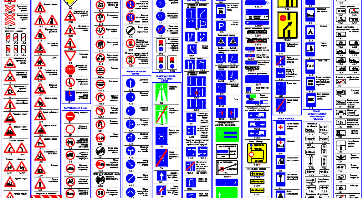 Чертеж Знаки дорожные по ГОСТу