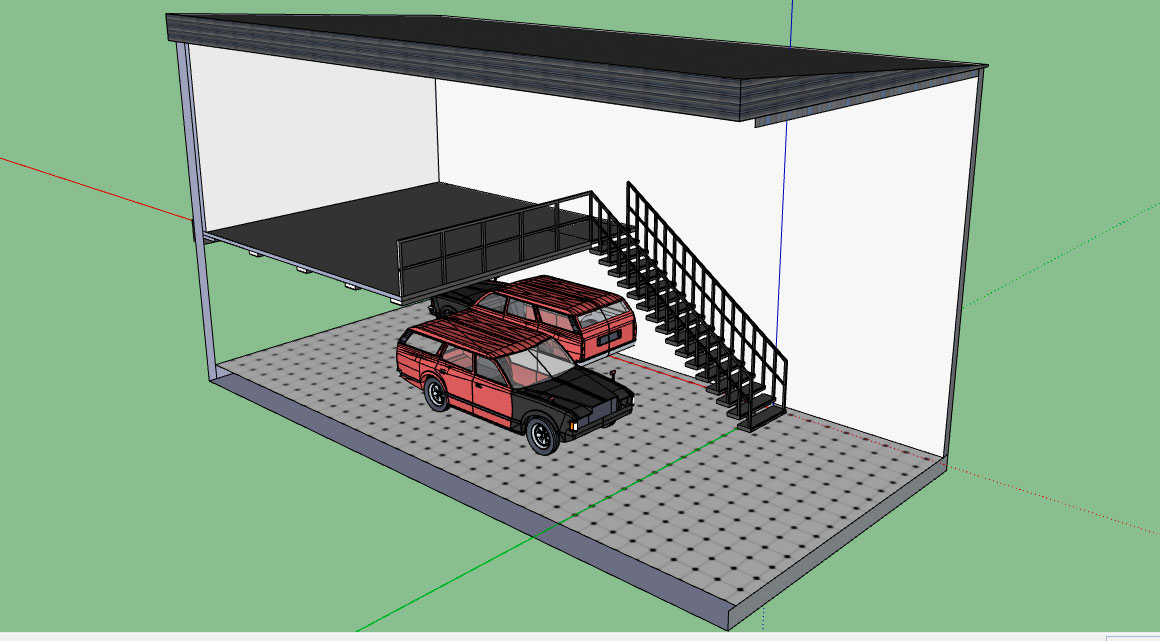 3D модель Гараж 2 этажа
