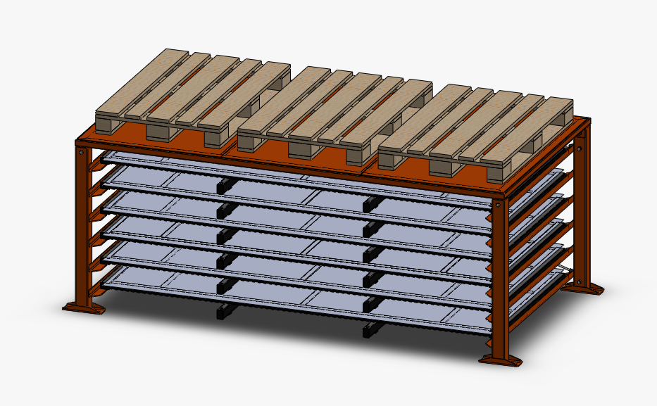 3D модель Стеллаж для хранения листового металла 1250х2500х1100мм