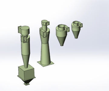 3D модель Габаритные модели циклонов РИСИ-8, ЦРК 750, ЦРК 600, ЦН 15-600