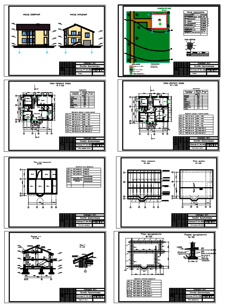 Чертеж Проектирование “Коттеджа 87 (As-282)”.