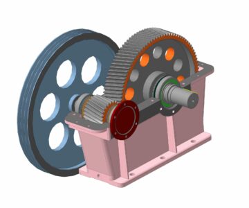 3D модель Редуктор одноступенчатый цилиндрический косозубый u=10