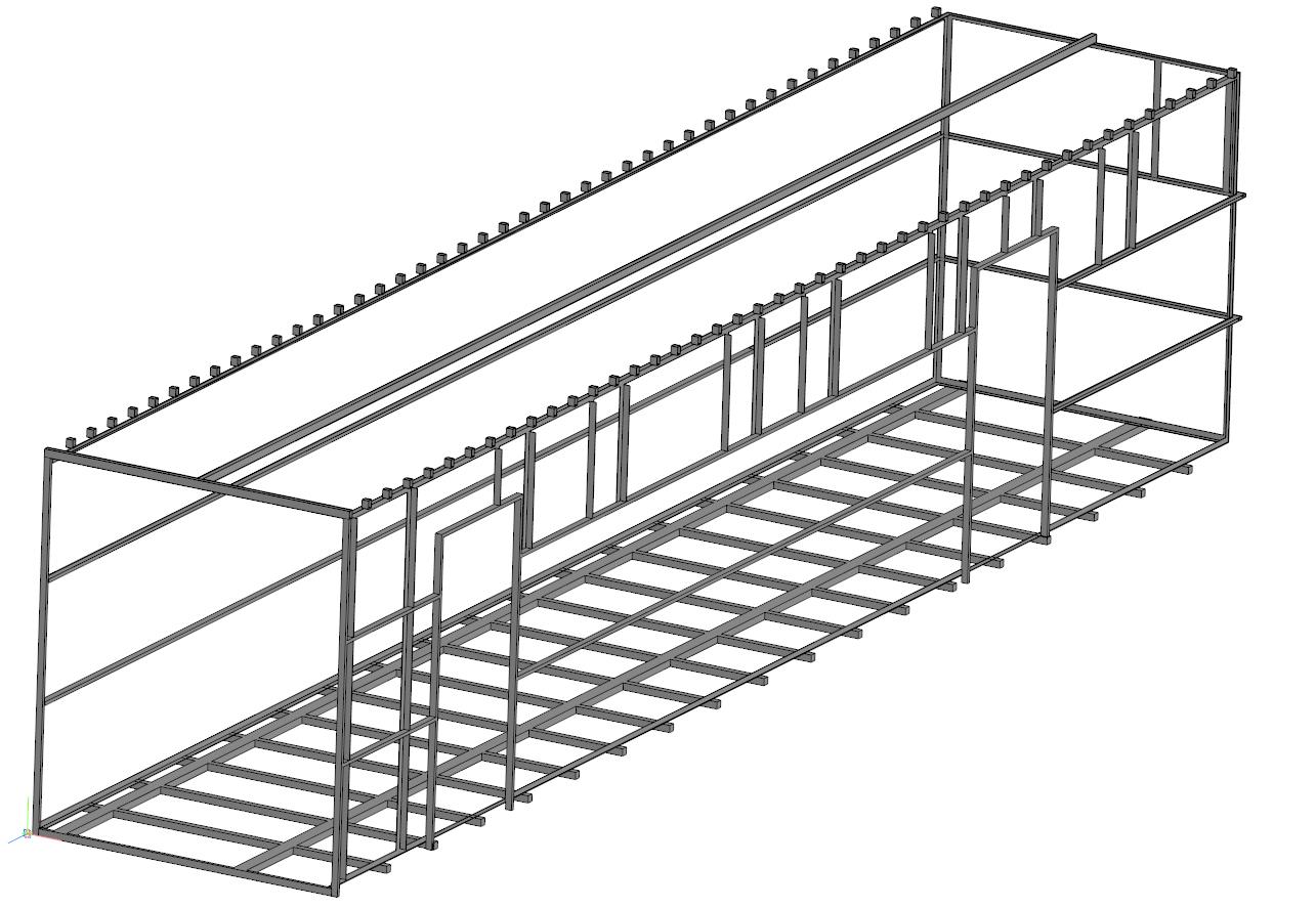 3D модель Каркас для внутренней обшивки увеличенного морского контейнера