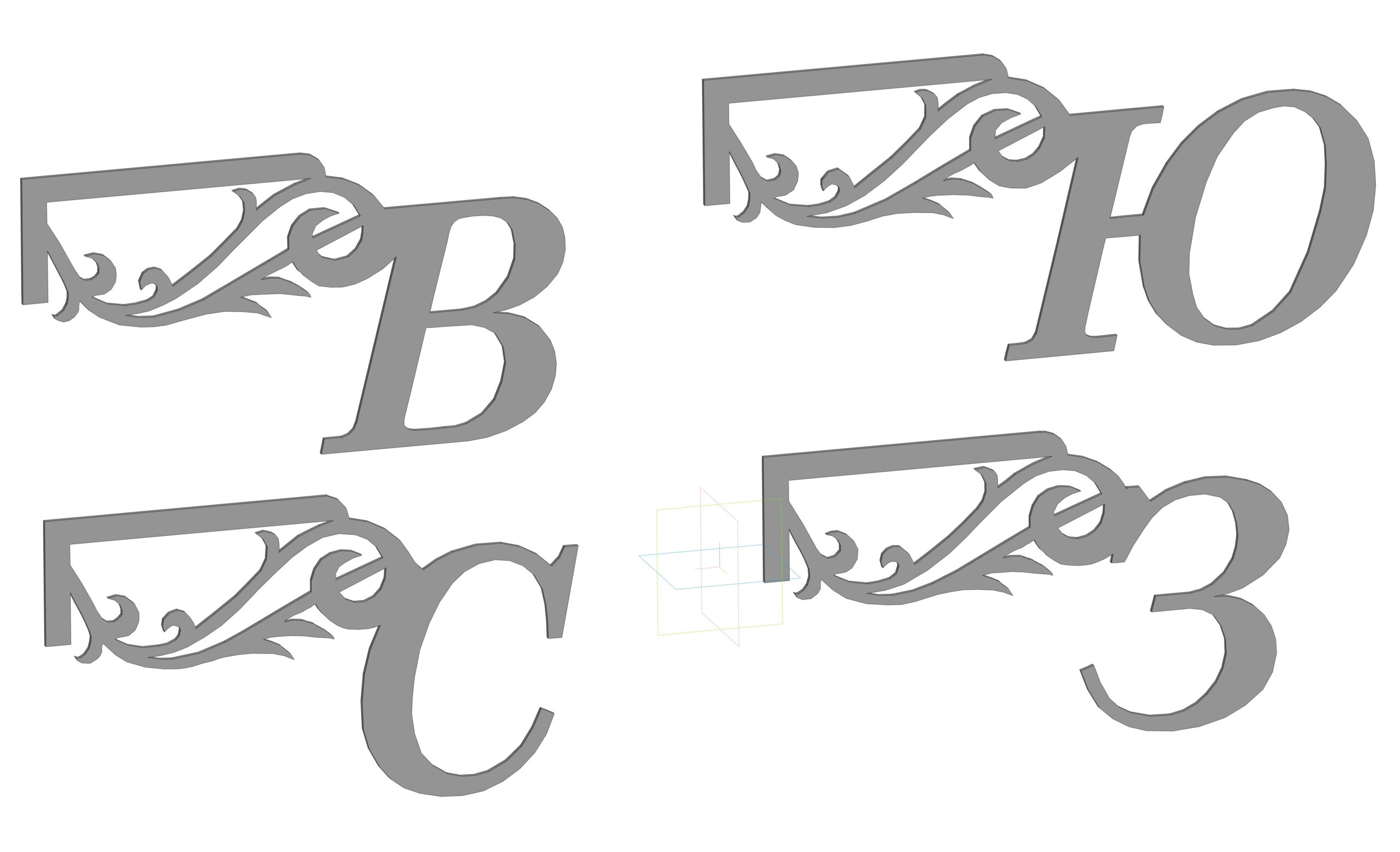 Чертеж Буквы для флюгера (стороны света)