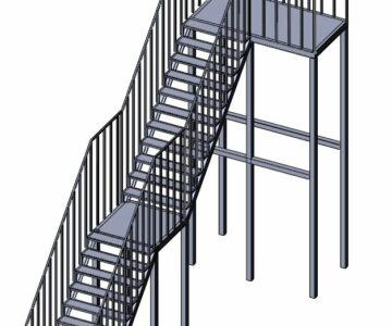 3D модель Лестница металлическая высота подъема 4 м