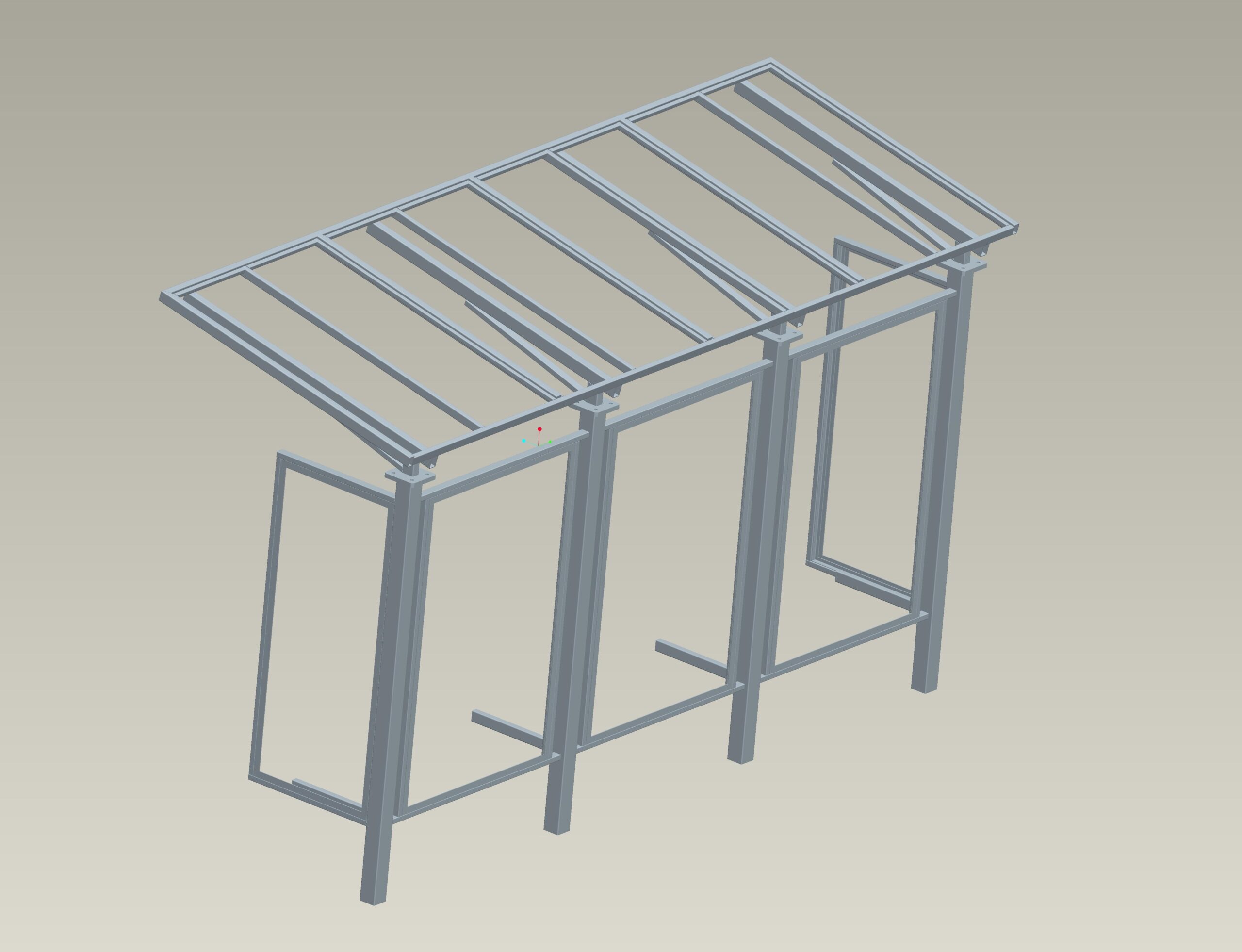 3D модель Сварной каркас остановки общественного транспорта под остекление