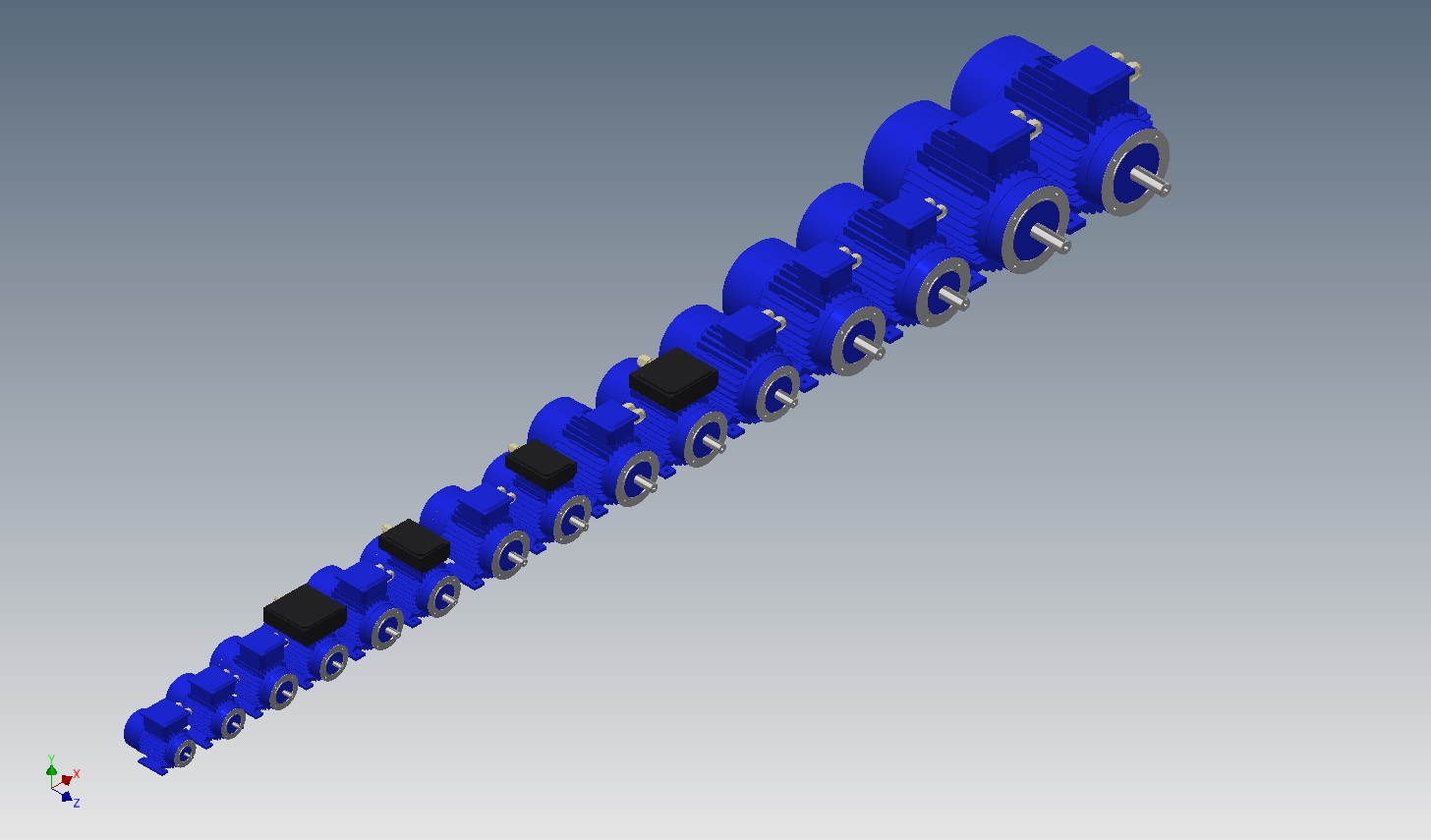 3D модель Параметрическая модель линейки двигателей АИС исполнение 2181