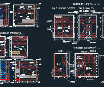 Чертеж Варианты наполнение гардеробных комнат