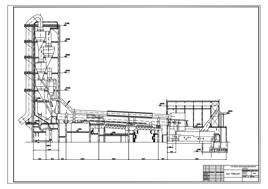 Чертеж Проектирование и эксплуатация технологической линии обжига портландцементного клинкера по сухому способу
