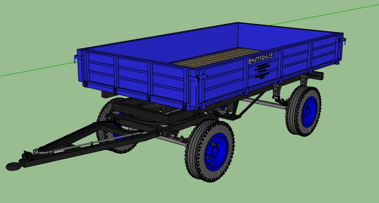 3D модель Прицеп тракторный 2ПТС-4