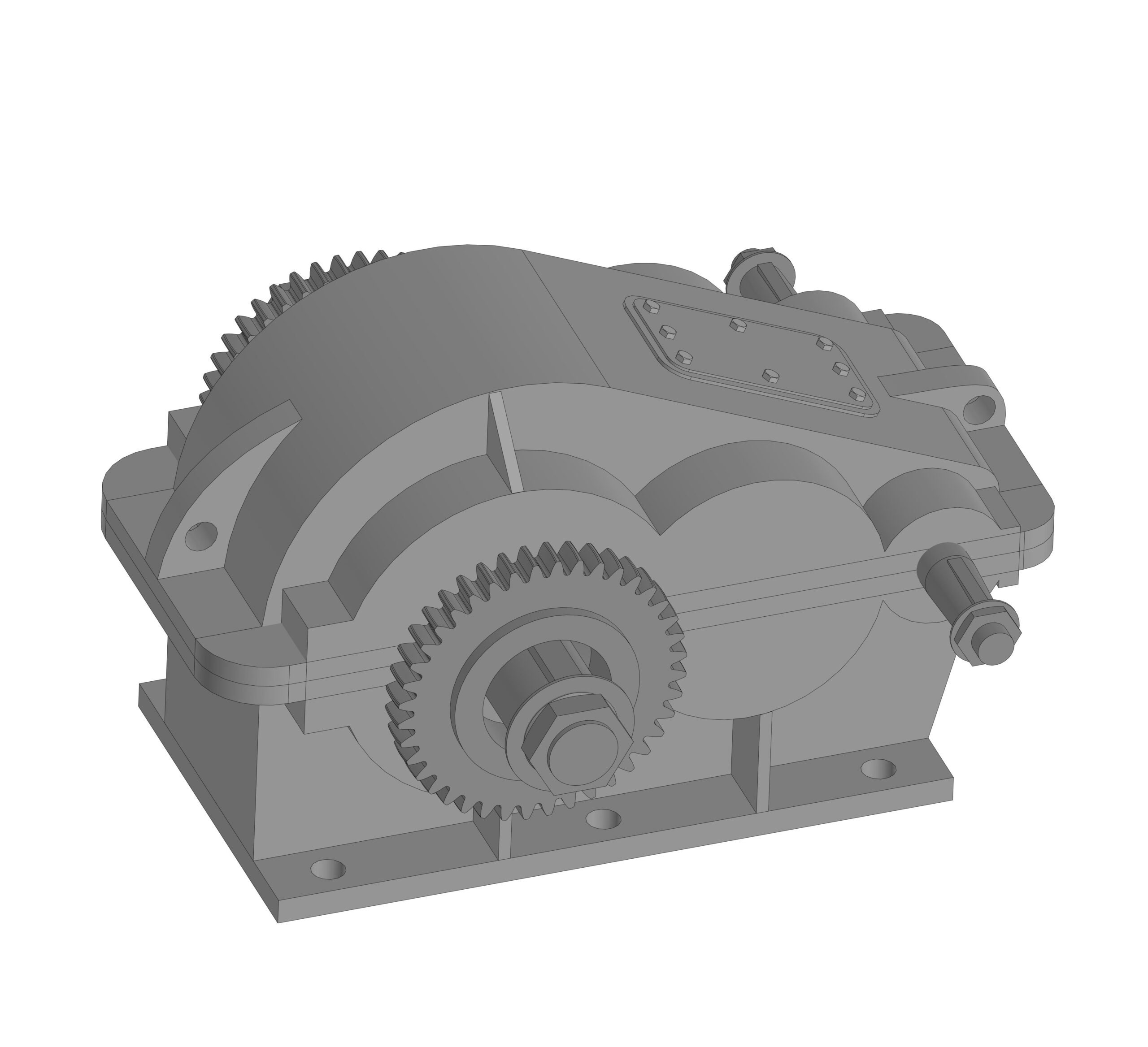 3D модель Габаритная 3D модель редуктора Ц2-500