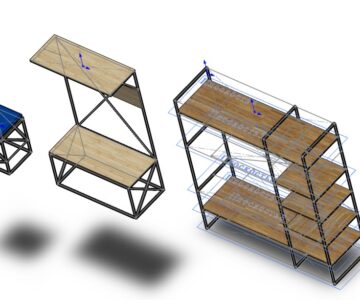 3D модель Мебель лофт - стул и стеллаж гардероб