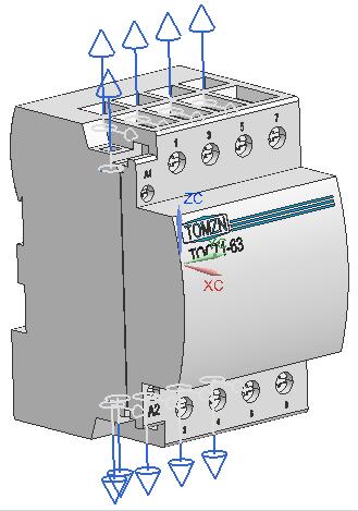 3D модель Бытовой контактор модульный TOMZN ТОСТ1-63(4P)